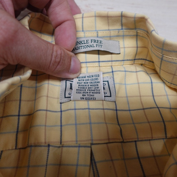 L.L.Bean Wrinkle-Free Button-Down Shirt Men’s XXL Yellow Plaid Traditional Fit - Picture 3 of 6
